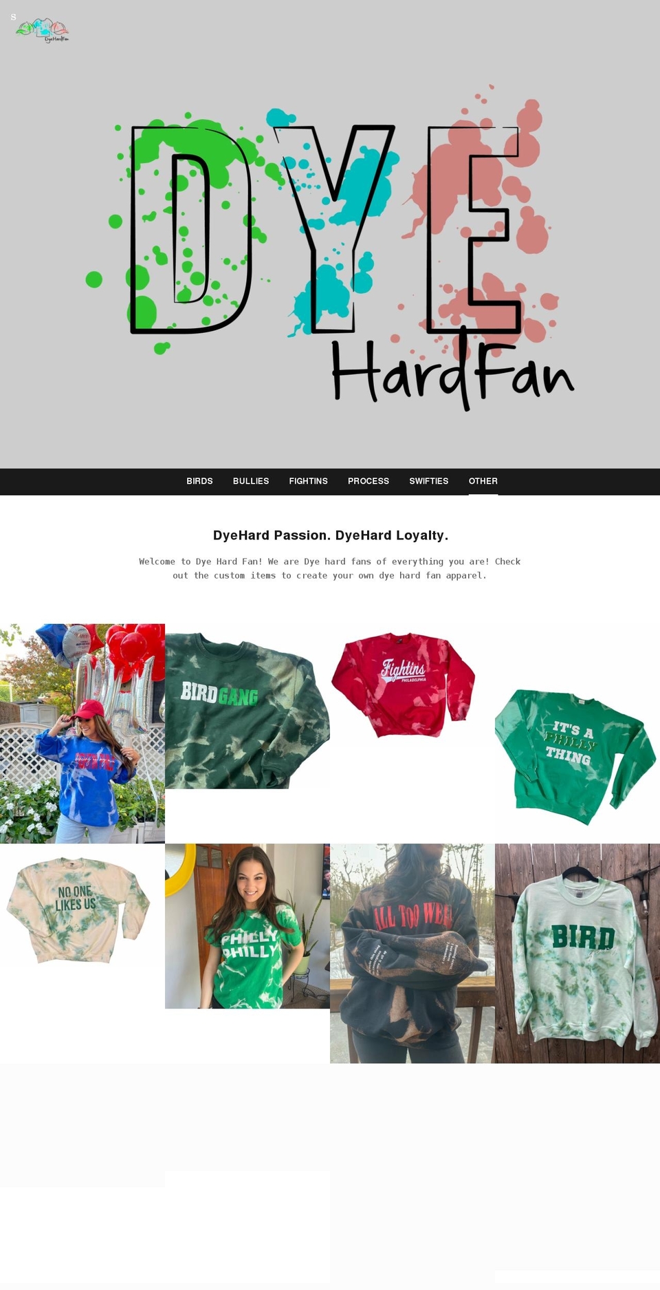 dyehardfan.com shopify website screenshot
