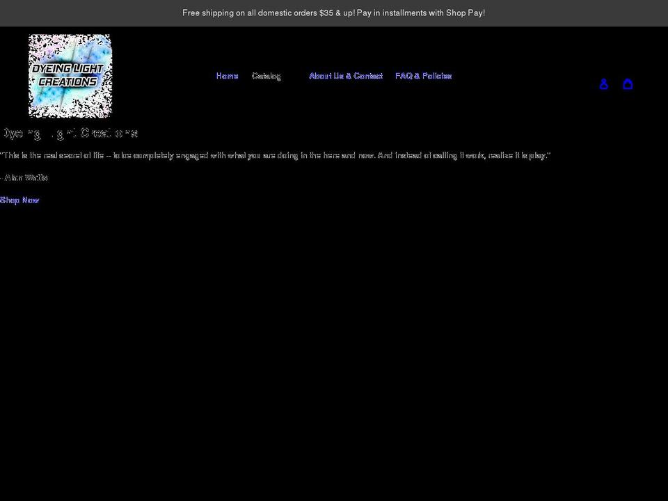 dyeinglightcreations.com shopify website screenshot