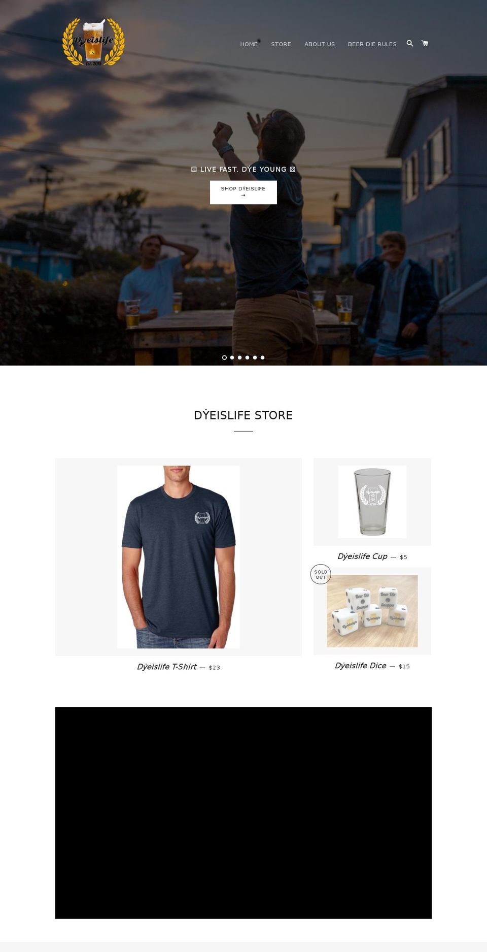 dyeislife.com shopify website screenshot