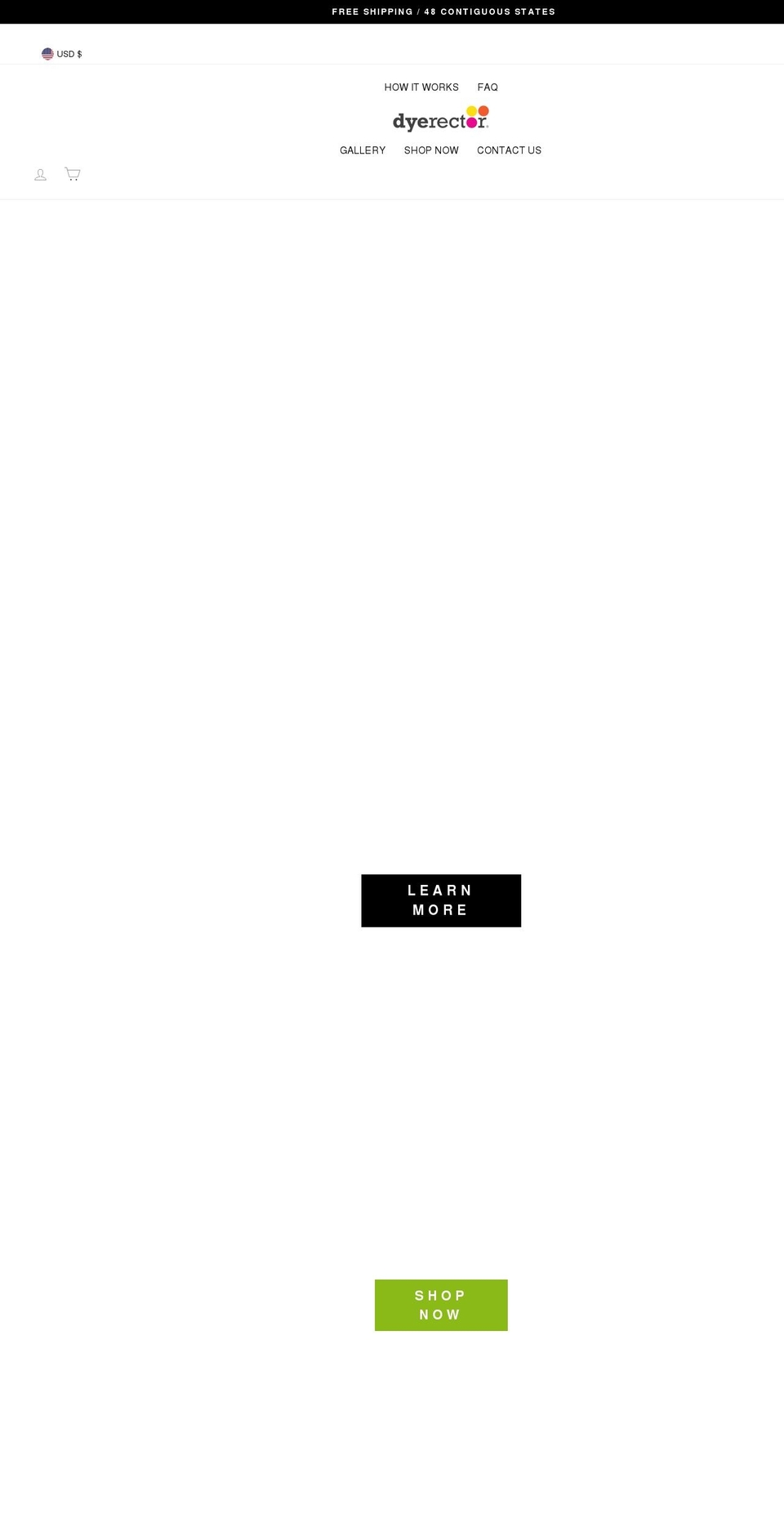 dyerector.com shopify website screenshot