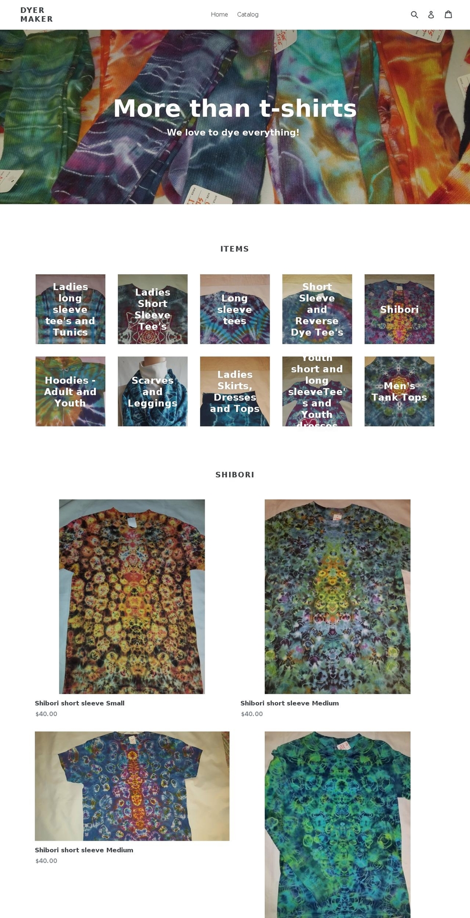 dyermakerdyes.com — Shopify storefront screenshot