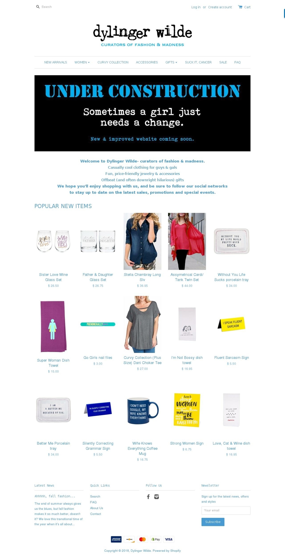 dylingerwilde.com — Shopify storefront screenshot