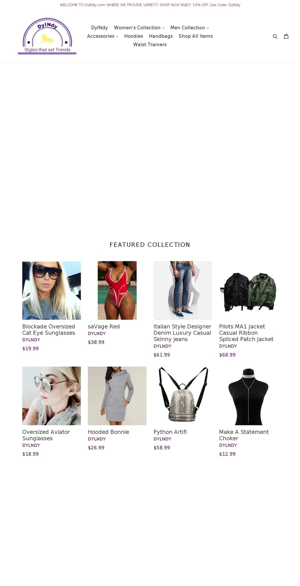 dylndy.com — Shopify storefront screenshot