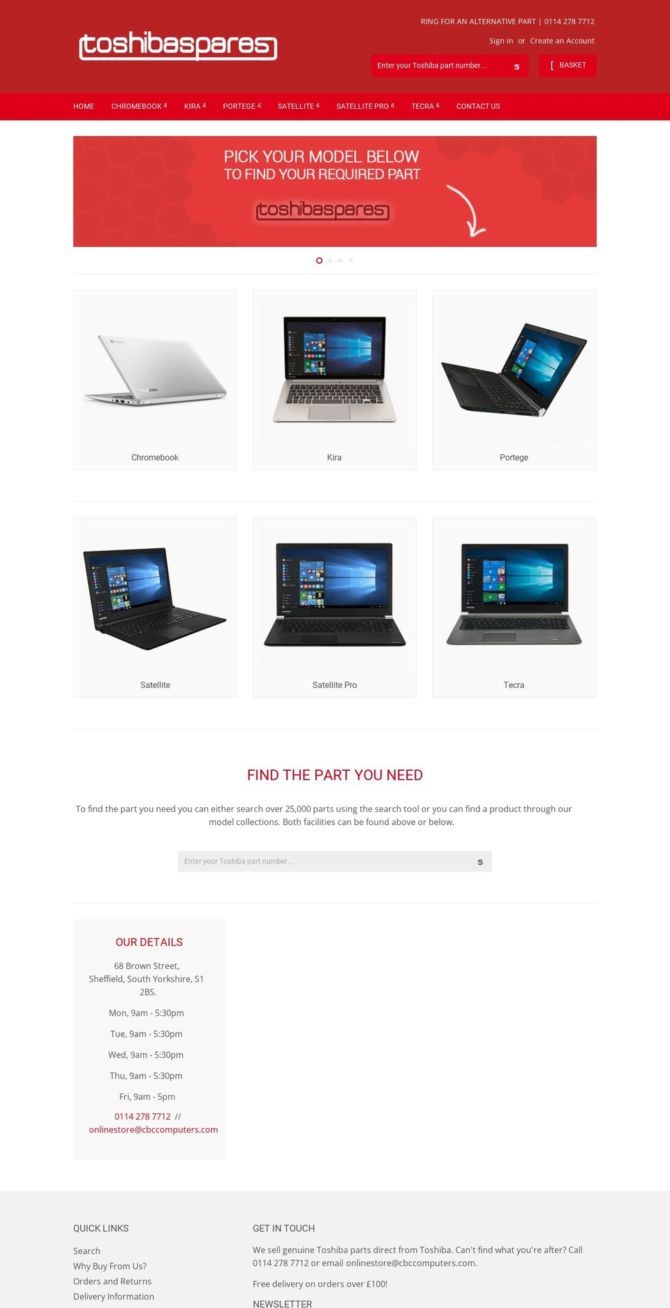 dynabookspares.com shopify website screenshot