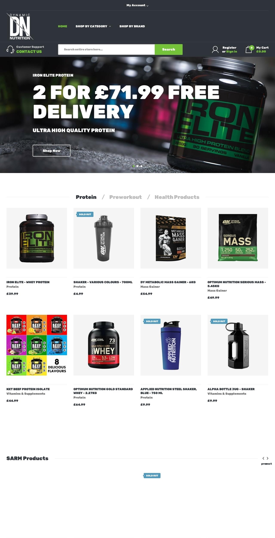 dynamic-nutrition.co.uk shopify website screenshot