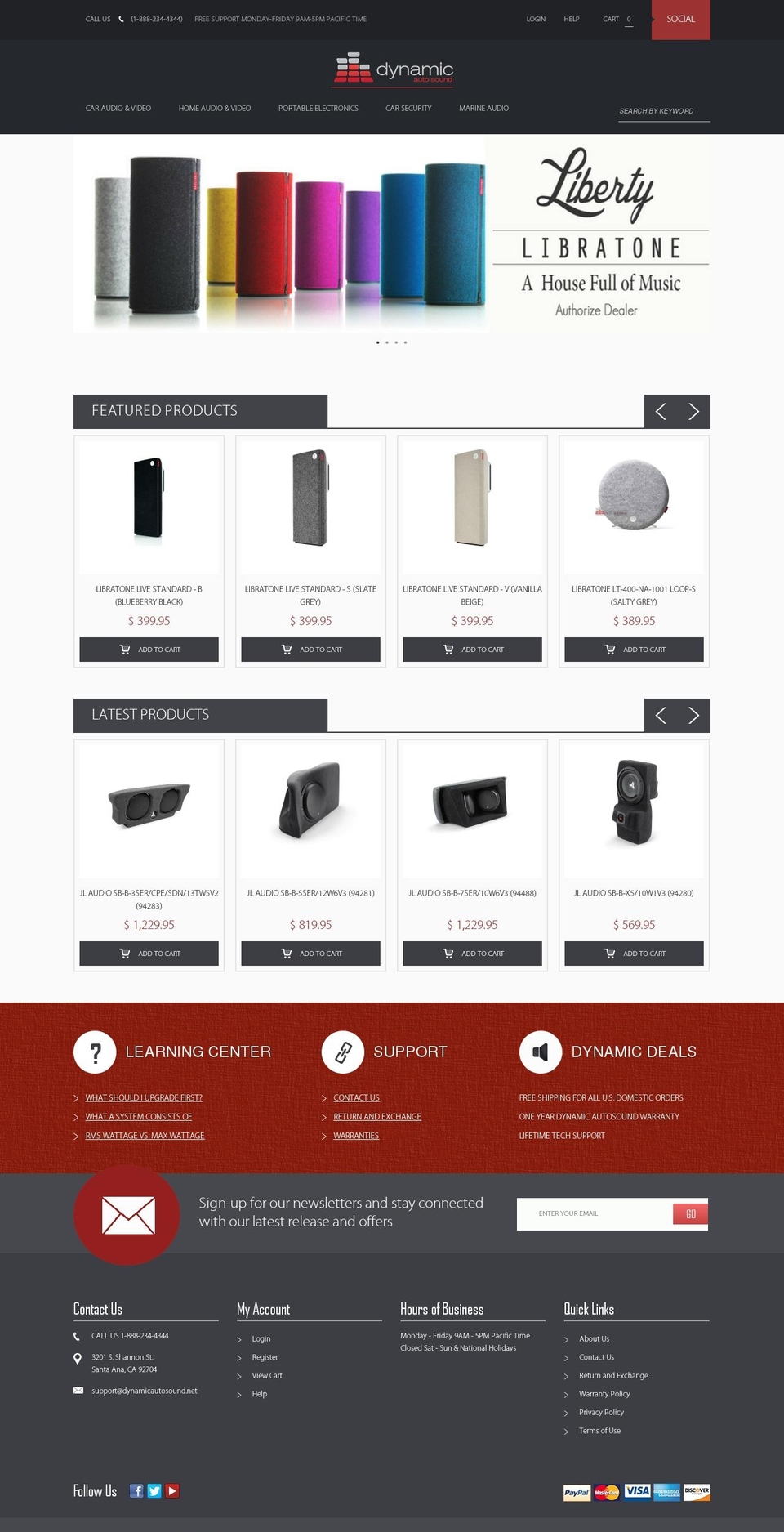 dynamicautosound.net shopify website screenshot