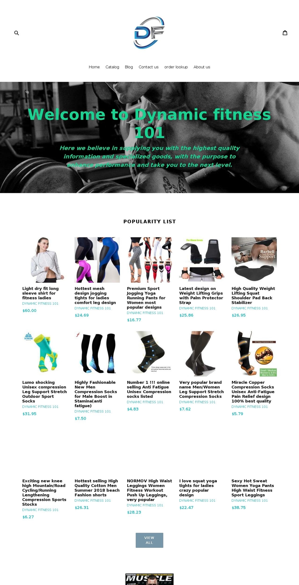 dynamicfitness101.com — Shopify storefront screenshot