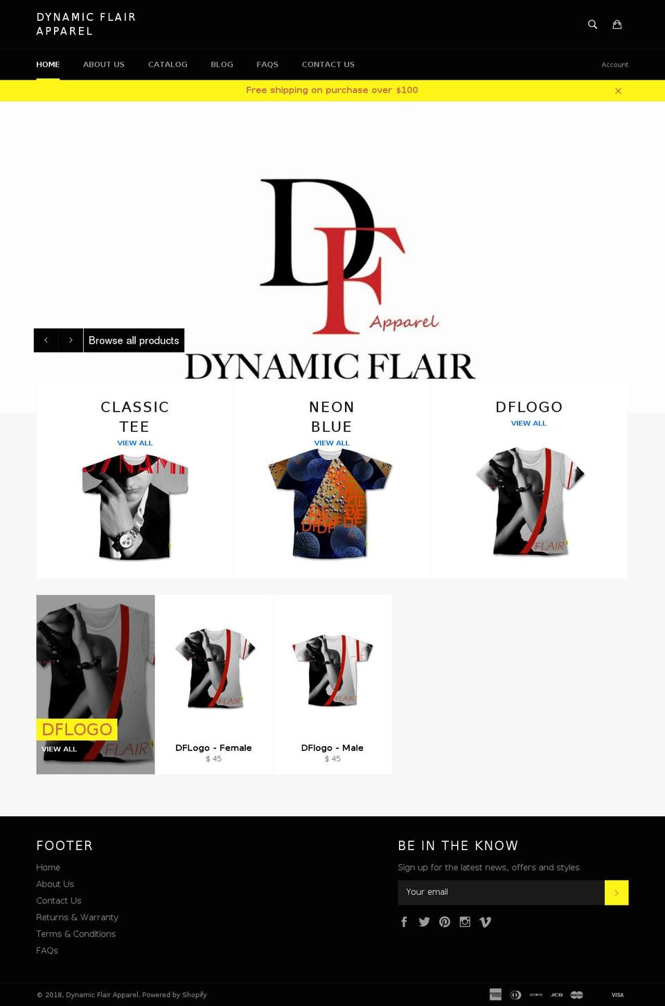 dynamicflairapparel.com — Shopify storefront screenshot