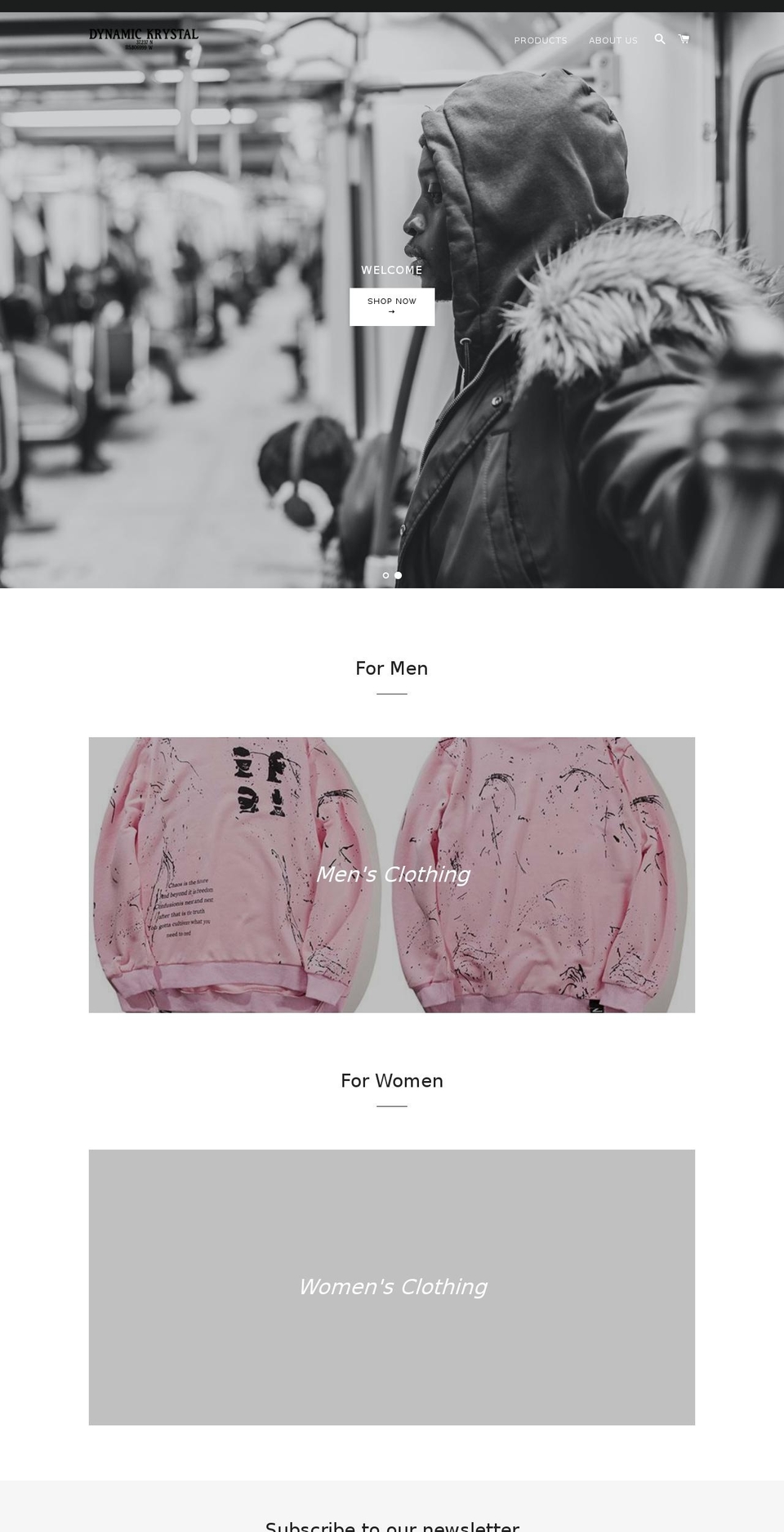 dynamickrystal.com — Shopify storefront screenshot