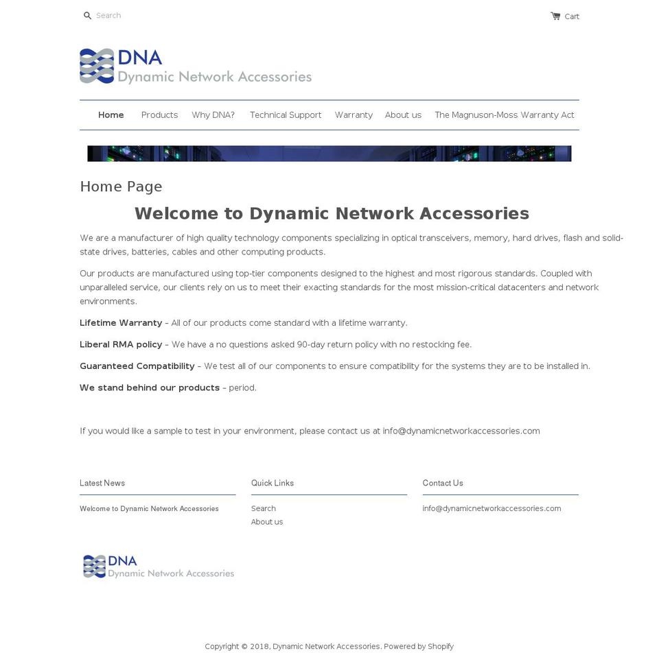dynamicnetworkaccessories.com shopify website screenshot