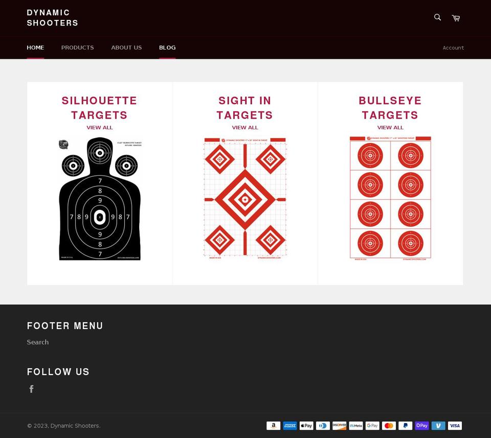 dynamicshooters.com shopify website screenshot