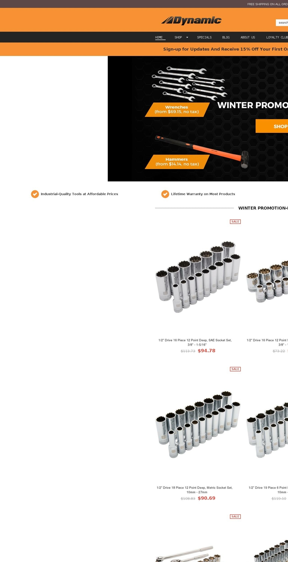 dynamictoolsusa.com shopify website screenshot