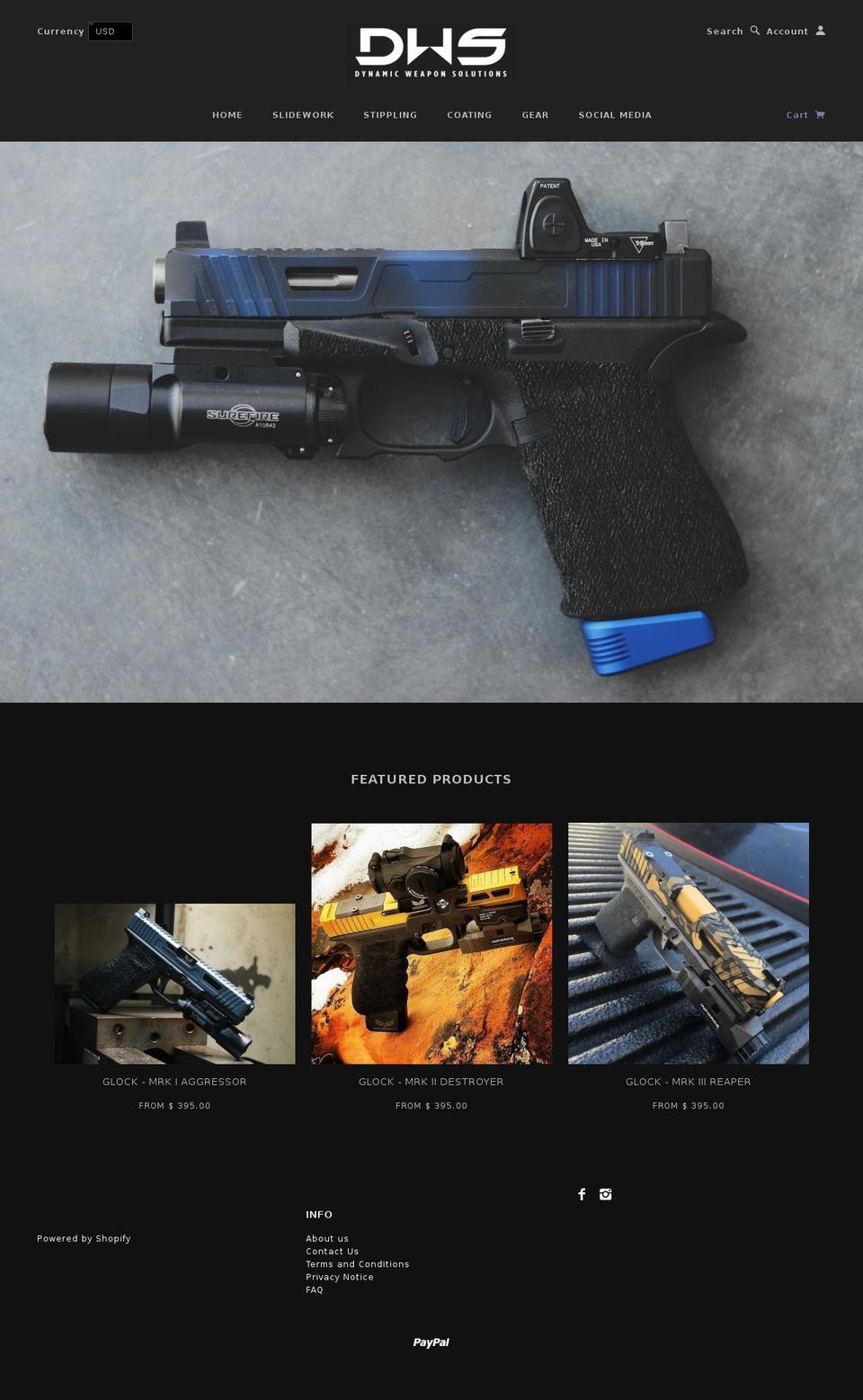 dynamicweaponsolutions.com shopify website screenshot