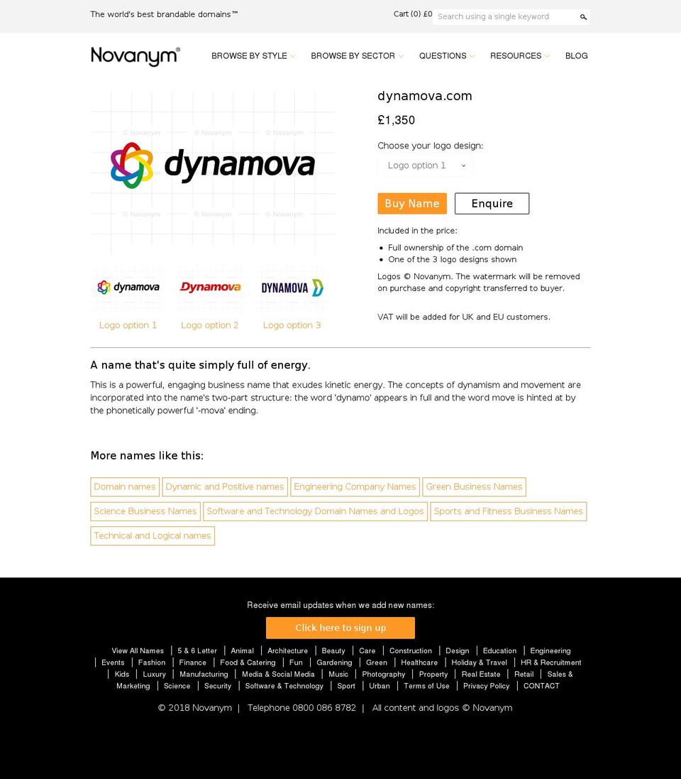 dynamova.com — Shopify storefront screenshot