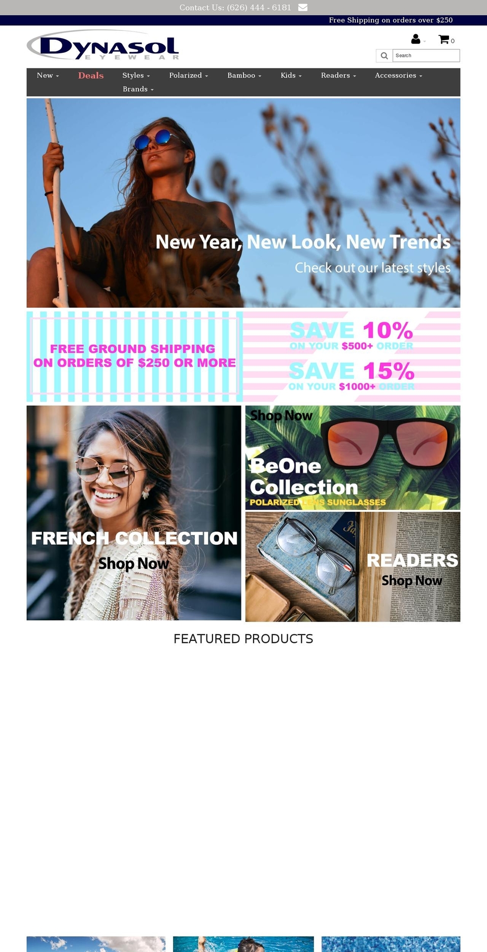 dynasoleyewear.com shopify website screenshot