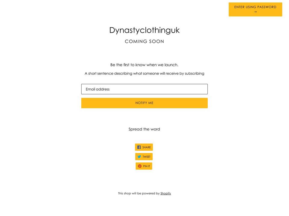 dynastyclothinguk.com shopify website screenshot