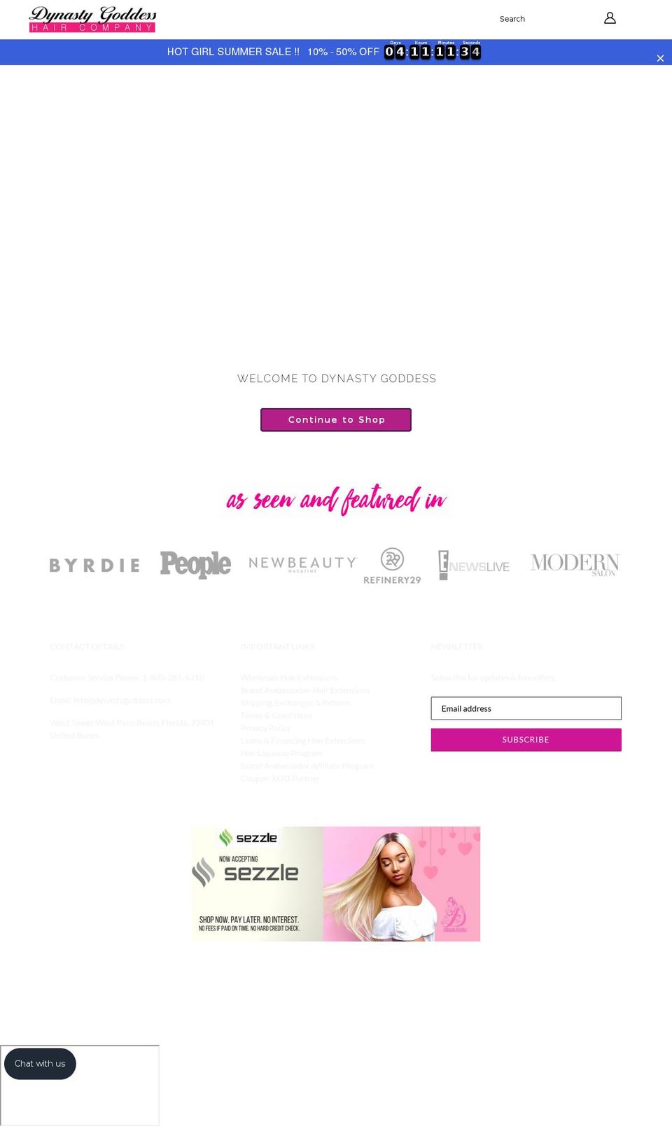 dynastygodess.com shopify website screenshot