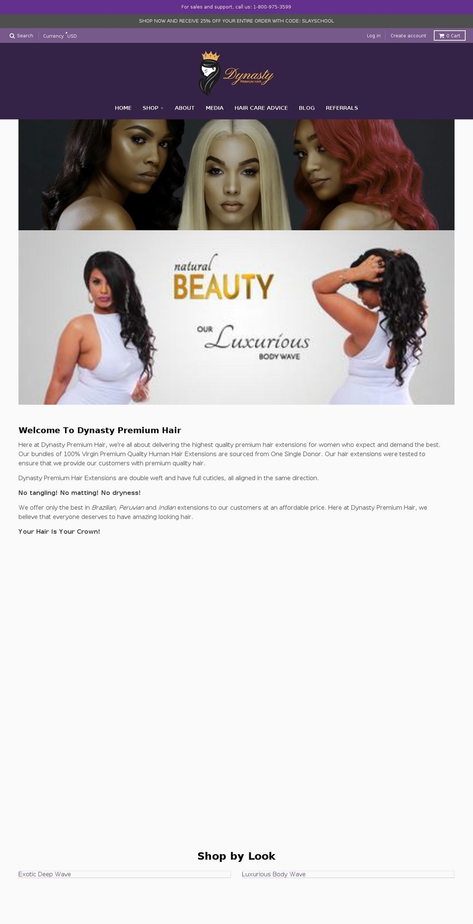 dynastypremiumhair.com — Shopify storefront screenshot