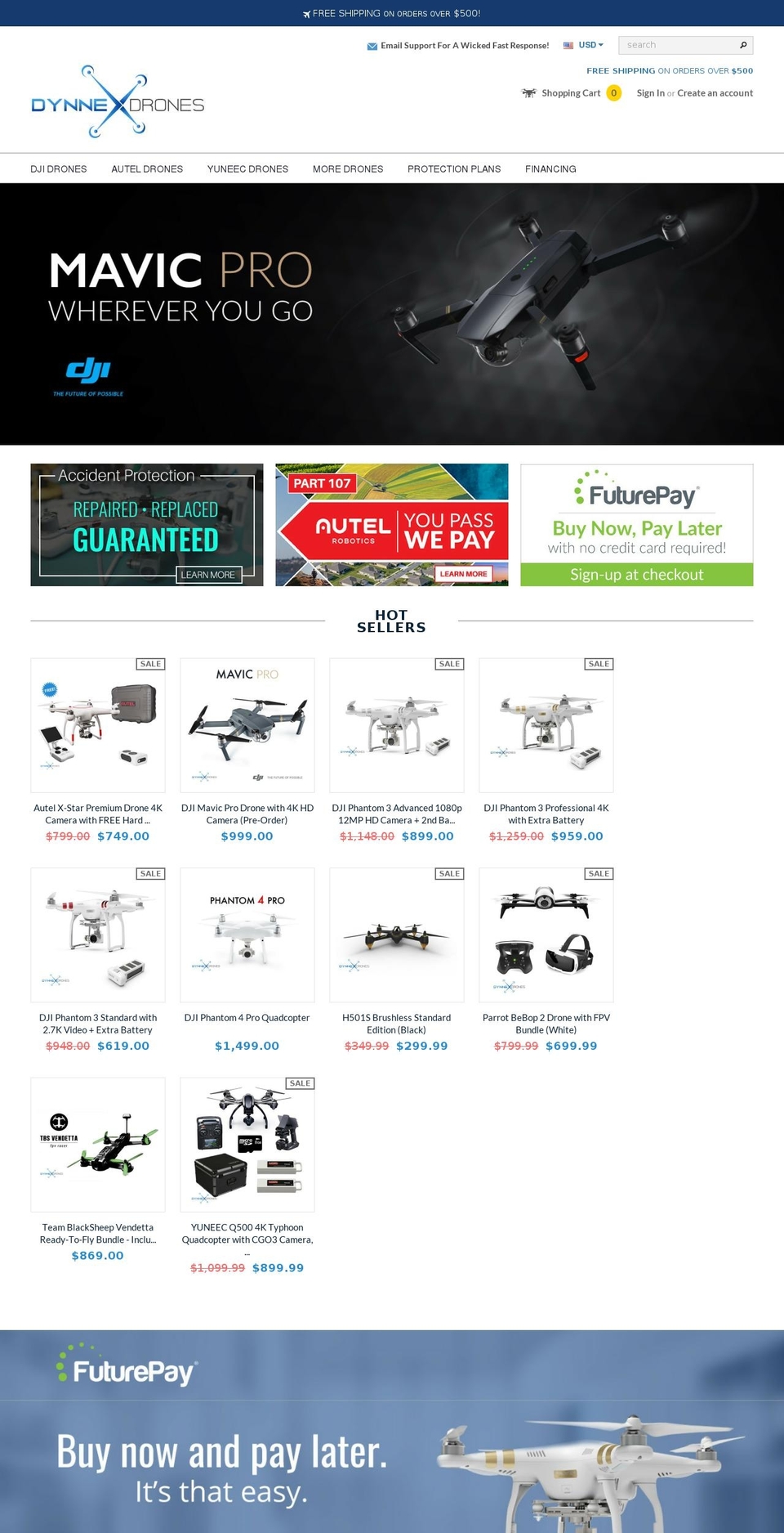 dynnexdrones.com shopify website screenshot