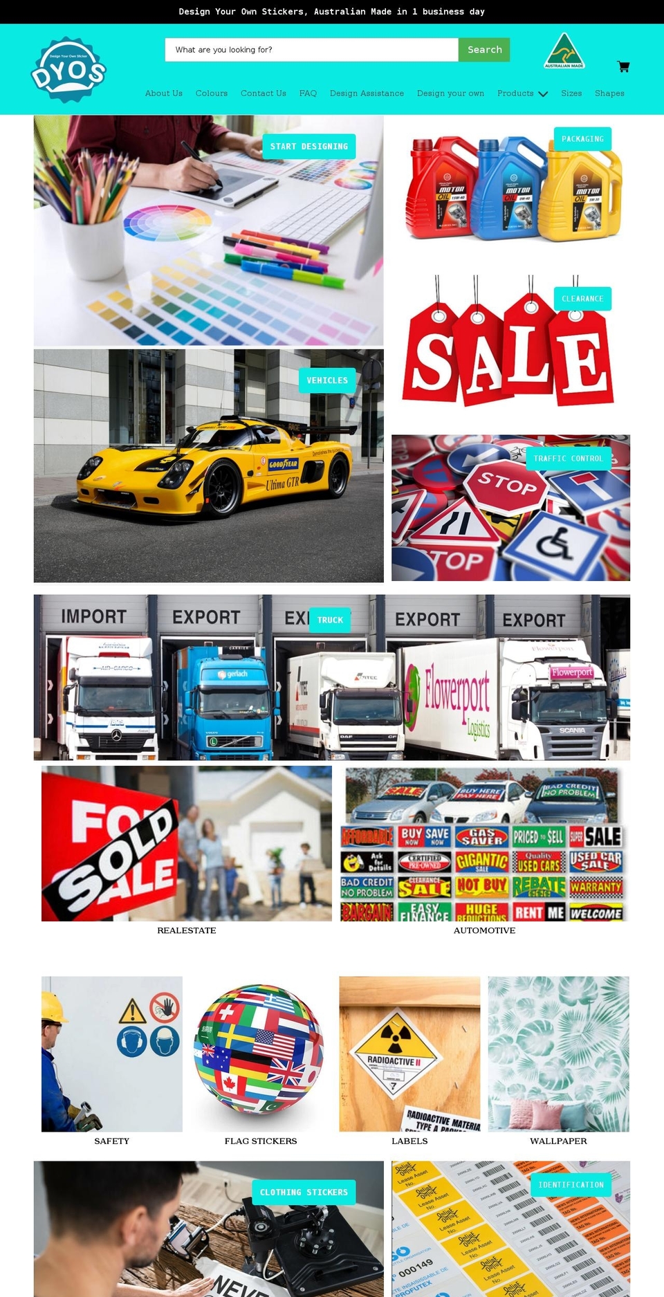 dyostickers.com shopify website screenshot