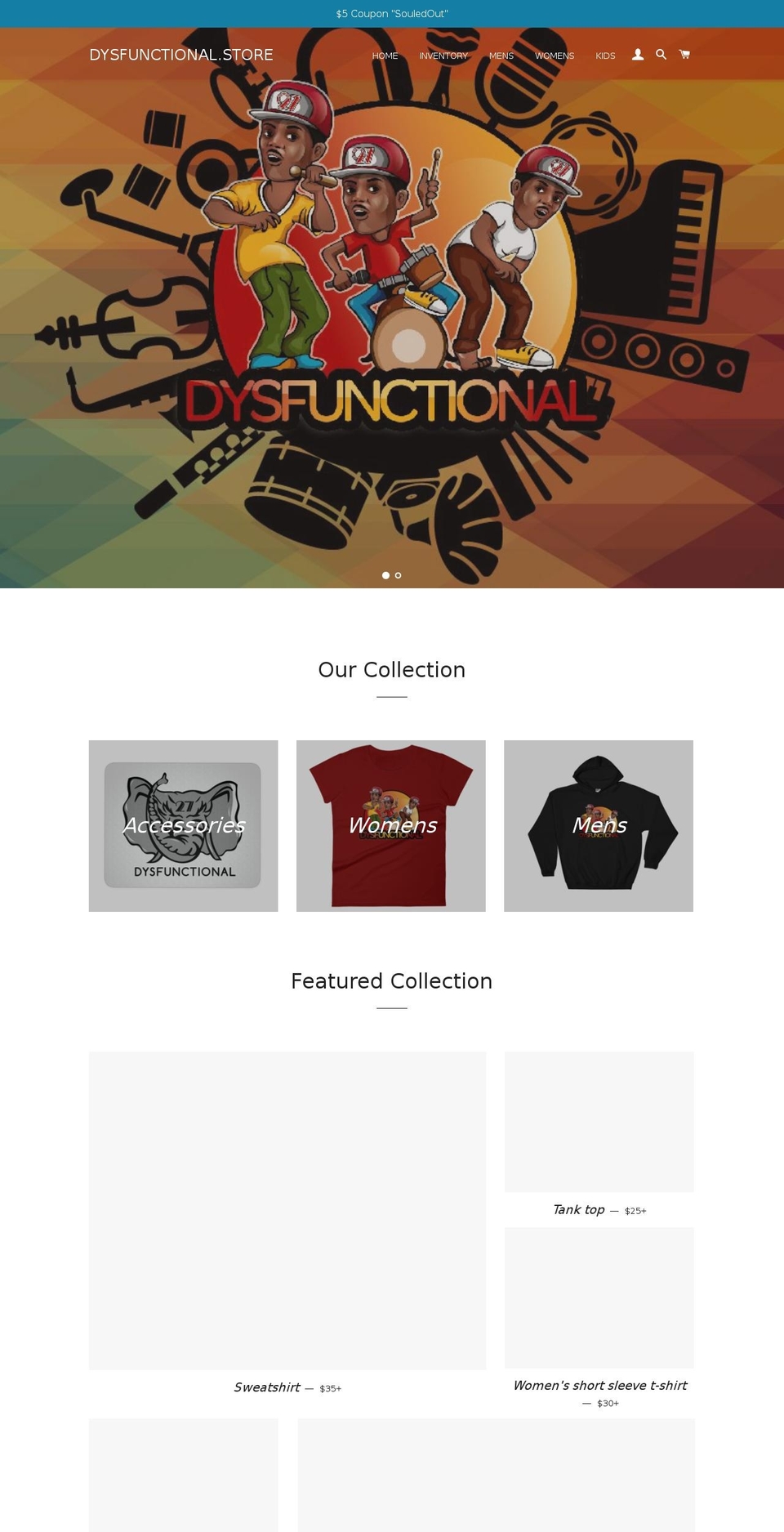 dysfunctional.store shopify website screenshot