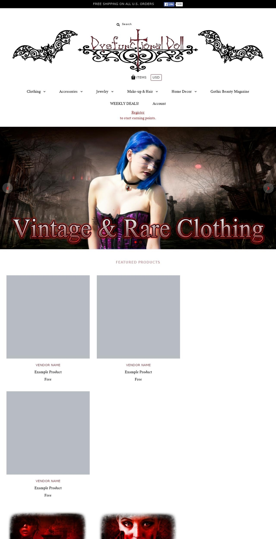 dysfunctionaldoll.com shopify website screenshot