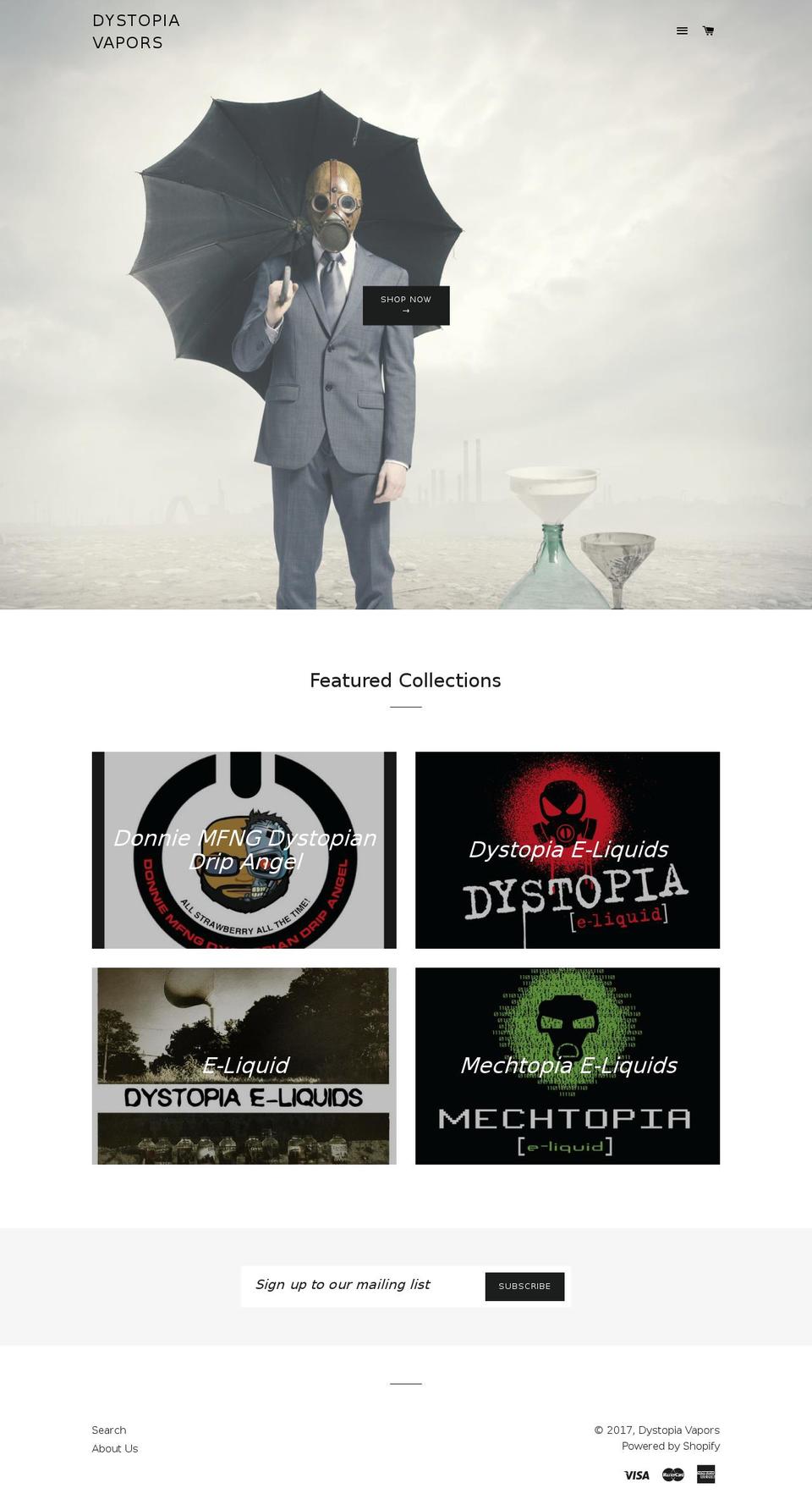 dystopiaeliquids.com shopify website screenshot