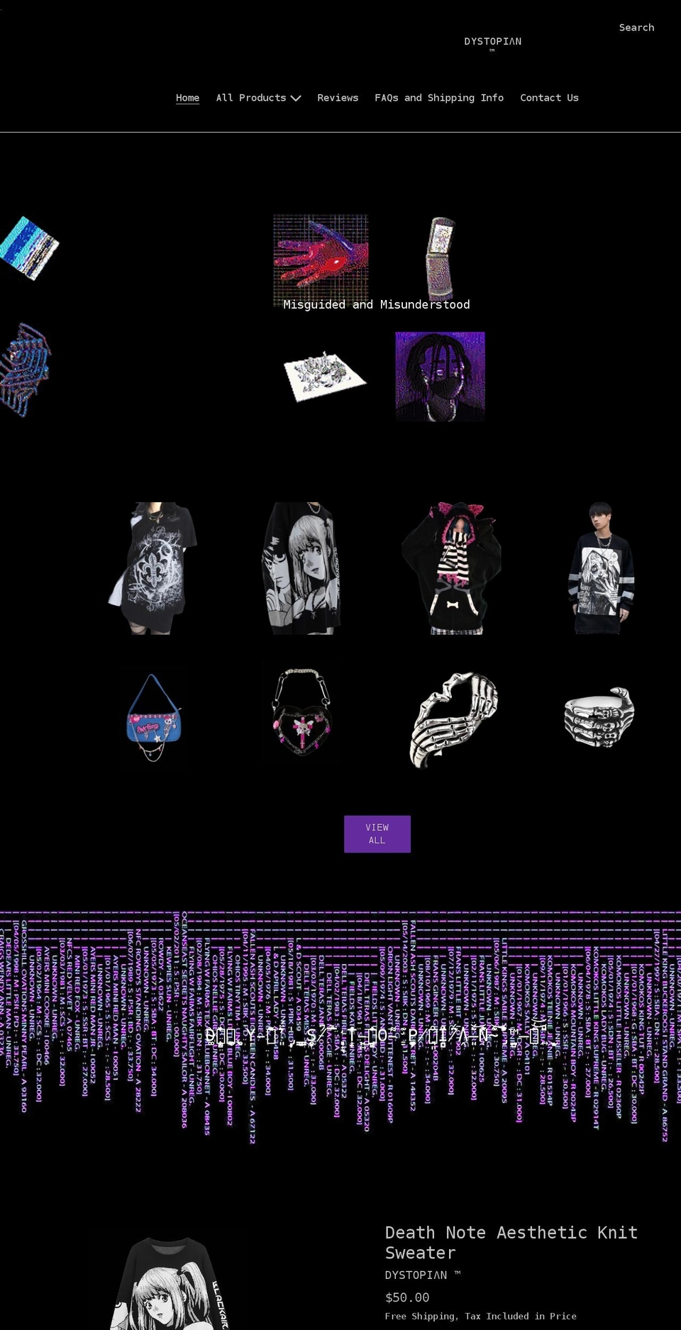 dystopianstreetwear.com shopify website screenshot