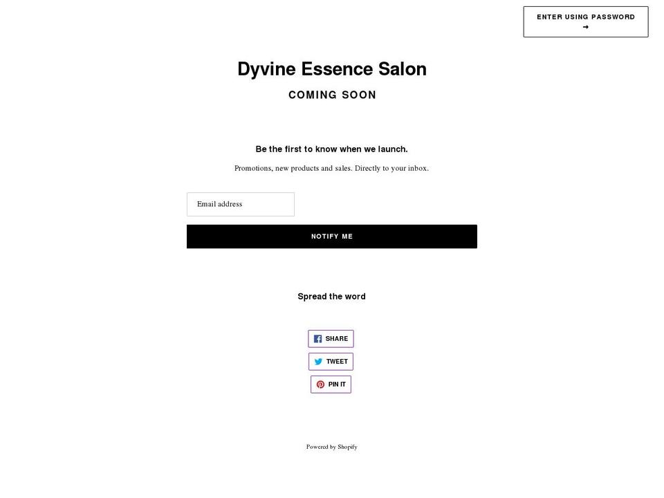 dyvineessence.com shopify website screenshot