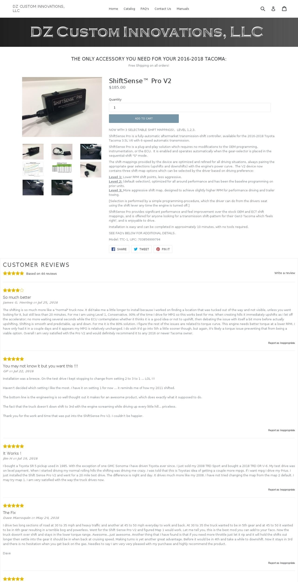 dz-custom-innovations.com shopify website screenshot