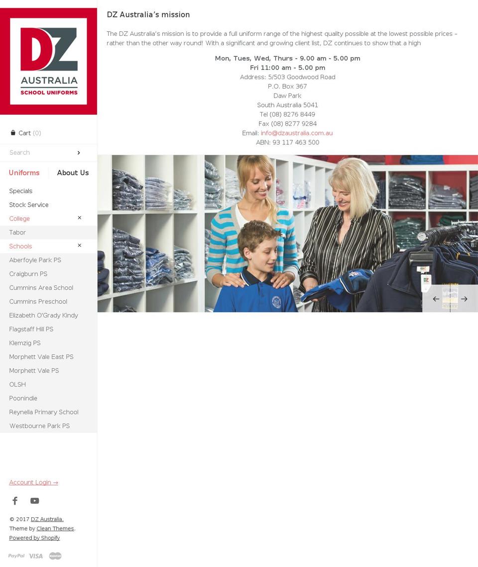 dzaustralia.com.au shopify website screenshot