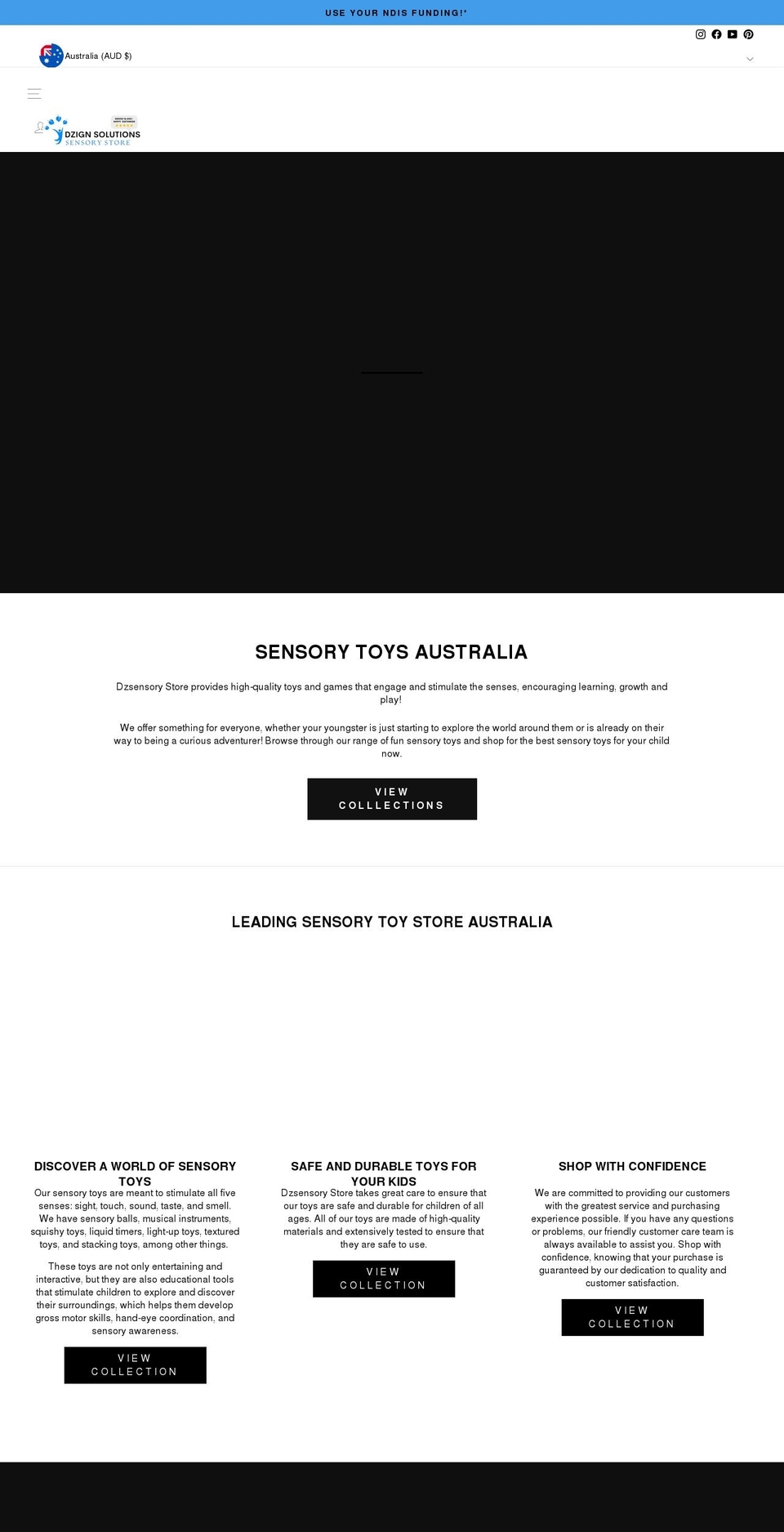 dzsensory.com.au shopify website screenshot