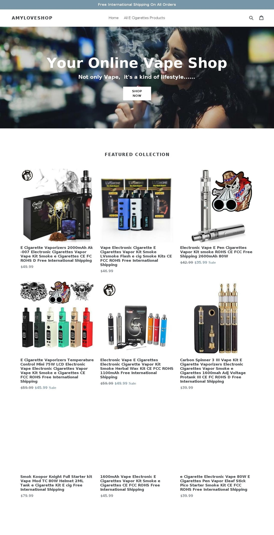 e-cigarettehouse.com — Shopify storefront screenshot