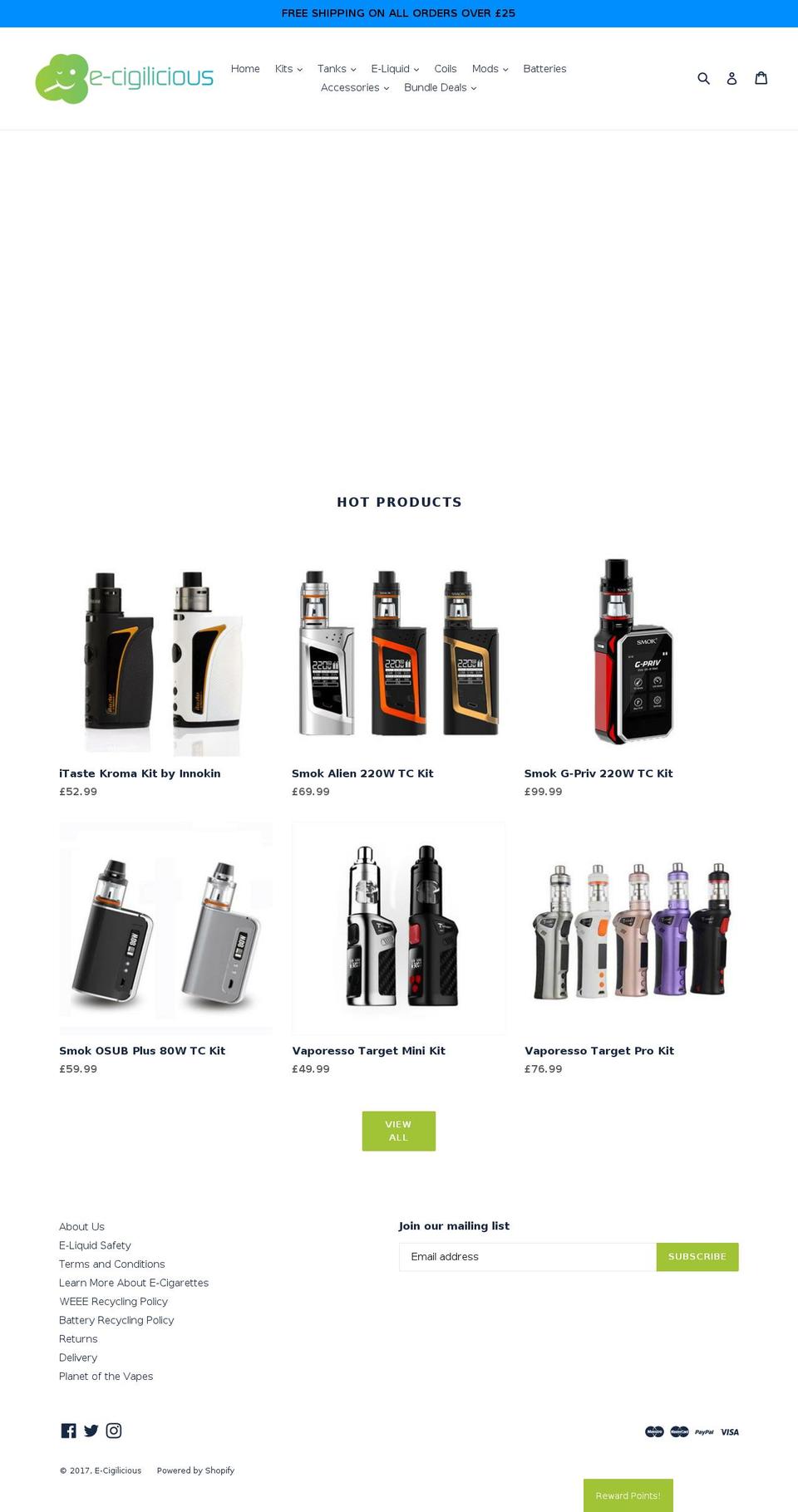 e-cigilicious.com shopify website screenshot