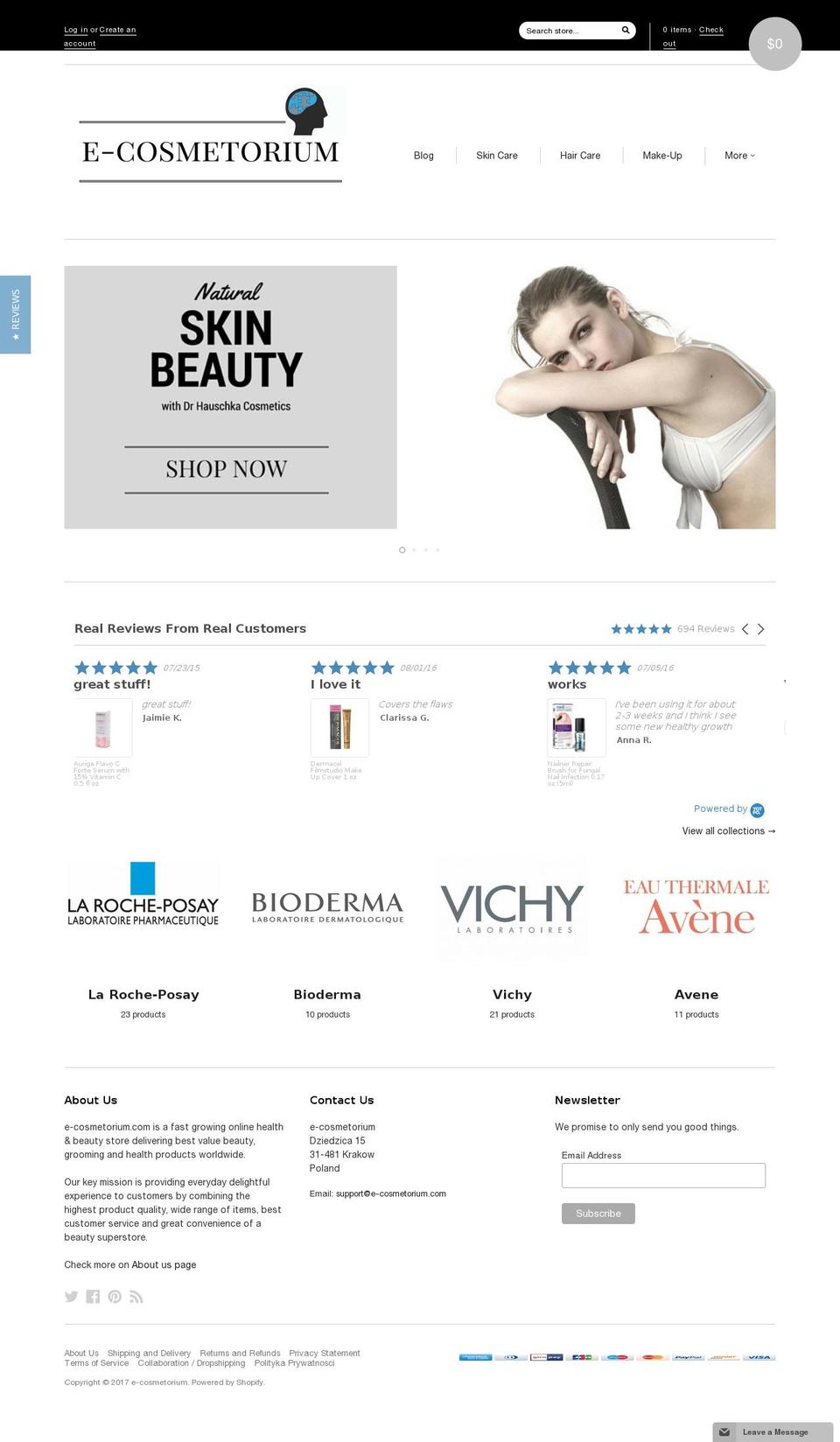 e-cosmetorium.com shopify website screenshot