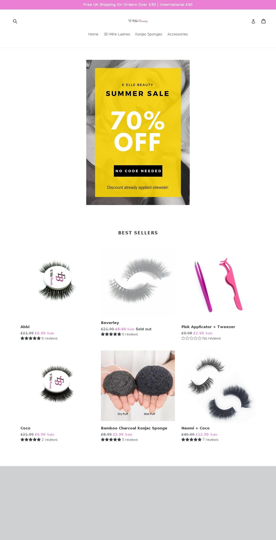 e-ellebeauty.com — Shopify storefront screenshot