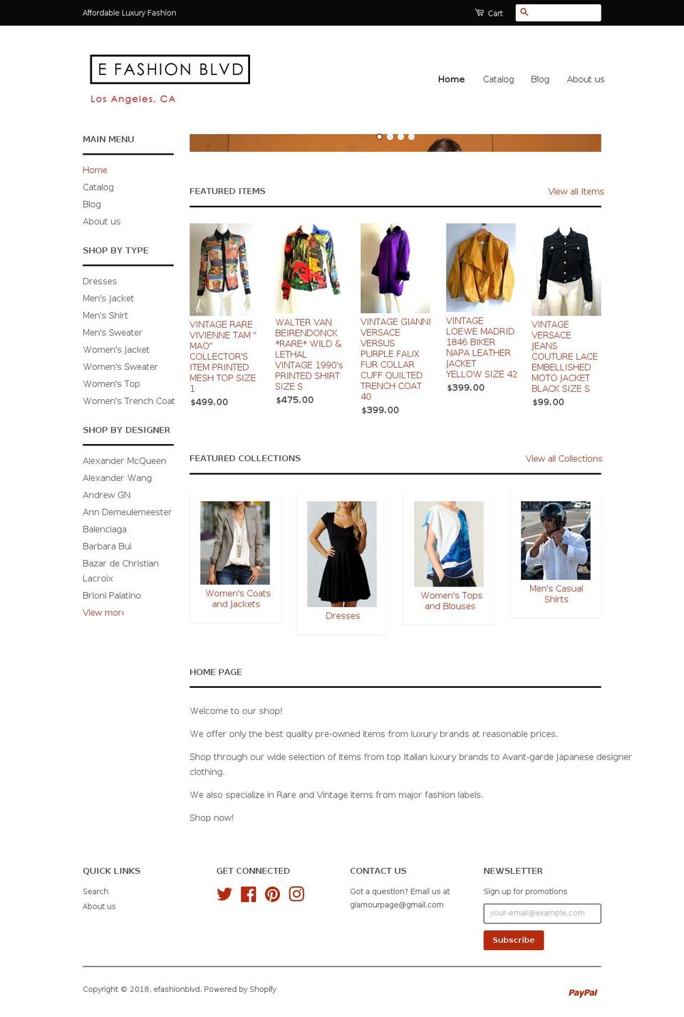 e-fashion-blvd.com — Shopify storefront screenshot