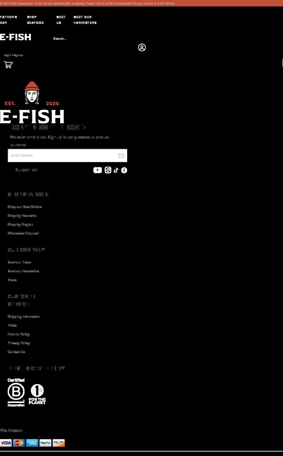 Zapiet Shopify theme site example e-fish.com