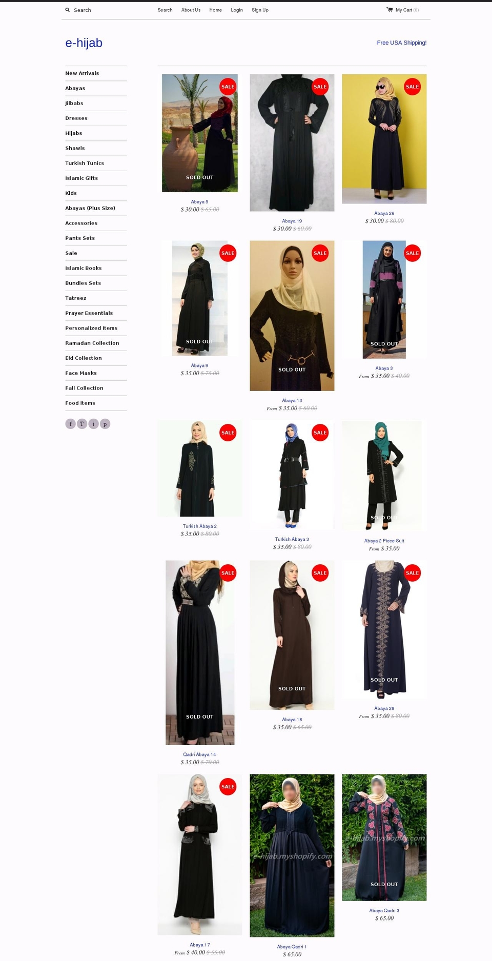 e-hijab.org shopify website screenshot