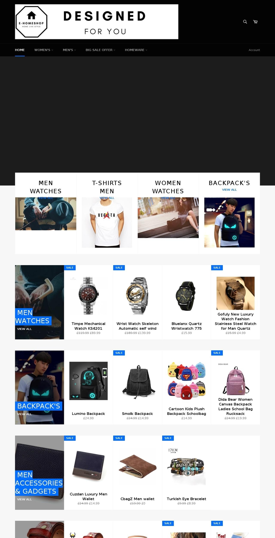 e-homeshop.com — Shopify storefront screenshot