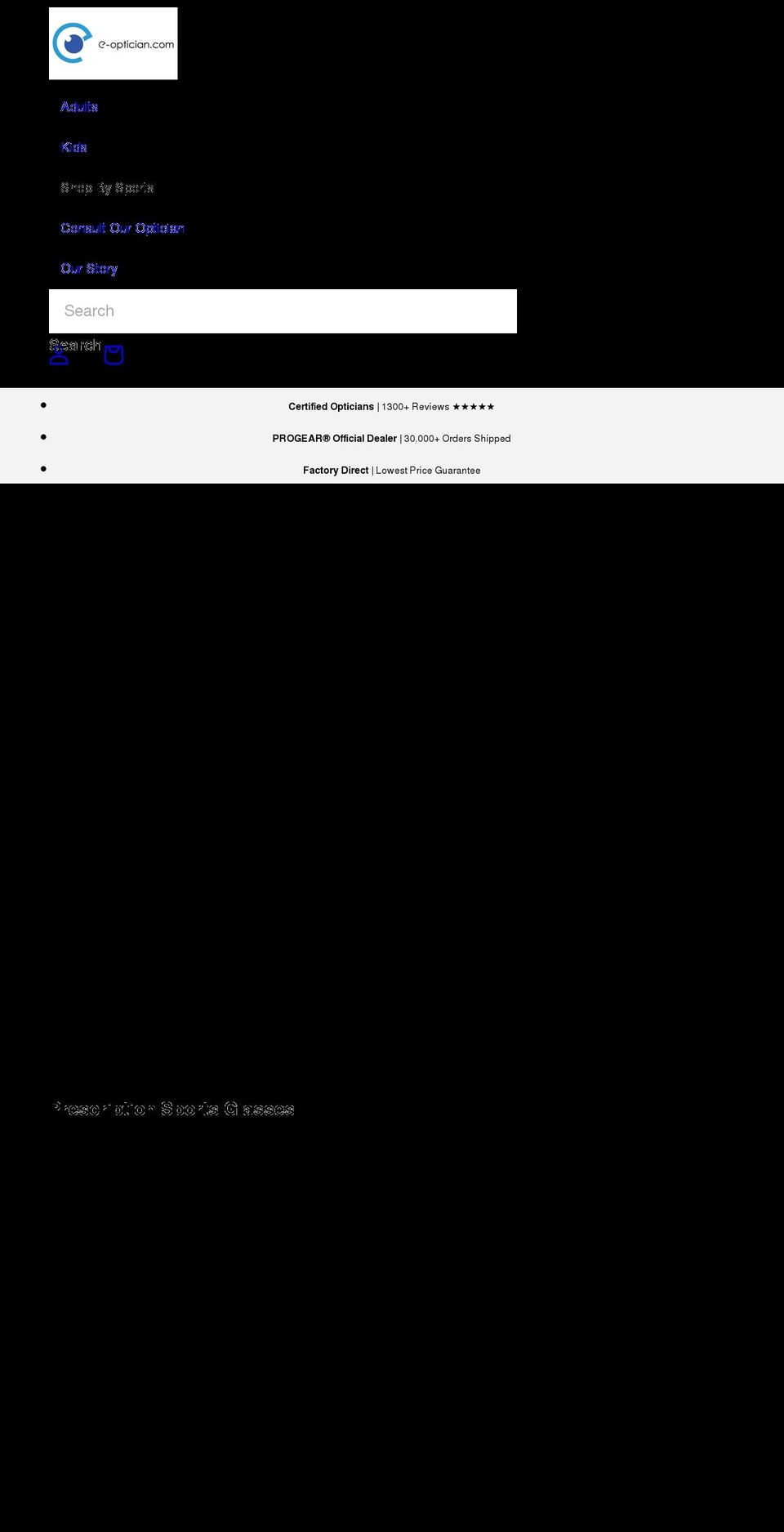 e-optician.com shopify website screenshot