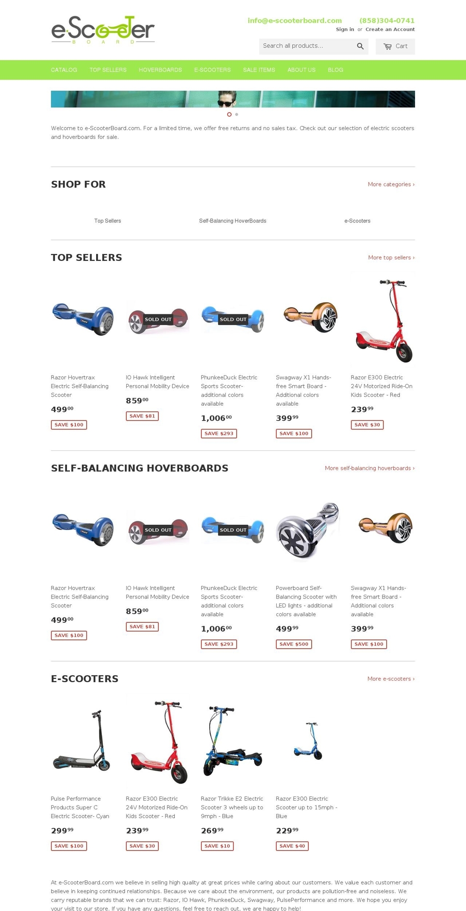 e-scooterboard.com shopify website screenshot