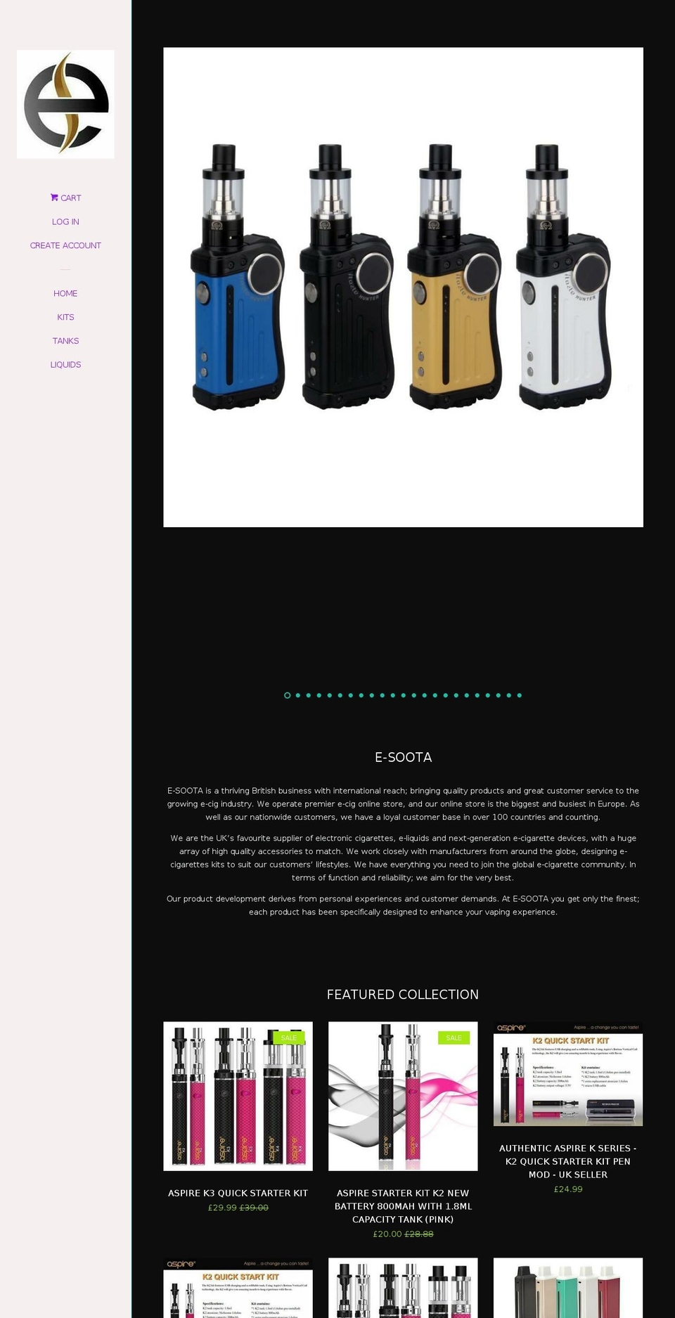e-soota.com — Shopify storefront screenshot