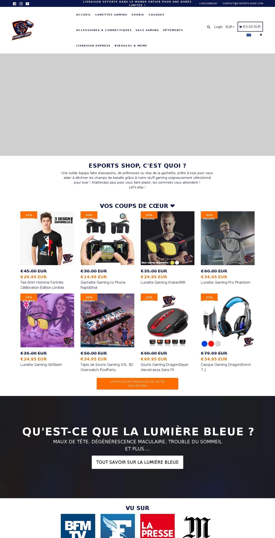 e-sports-shop.com — Shopify storefront screenshot