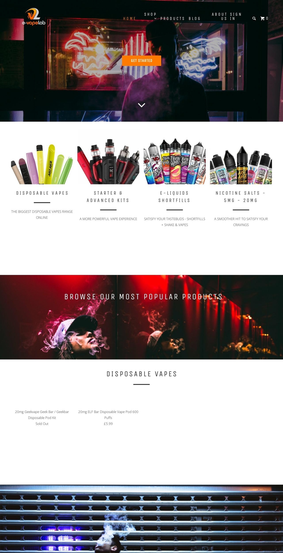 e-vapelab.com shopify website screenshot