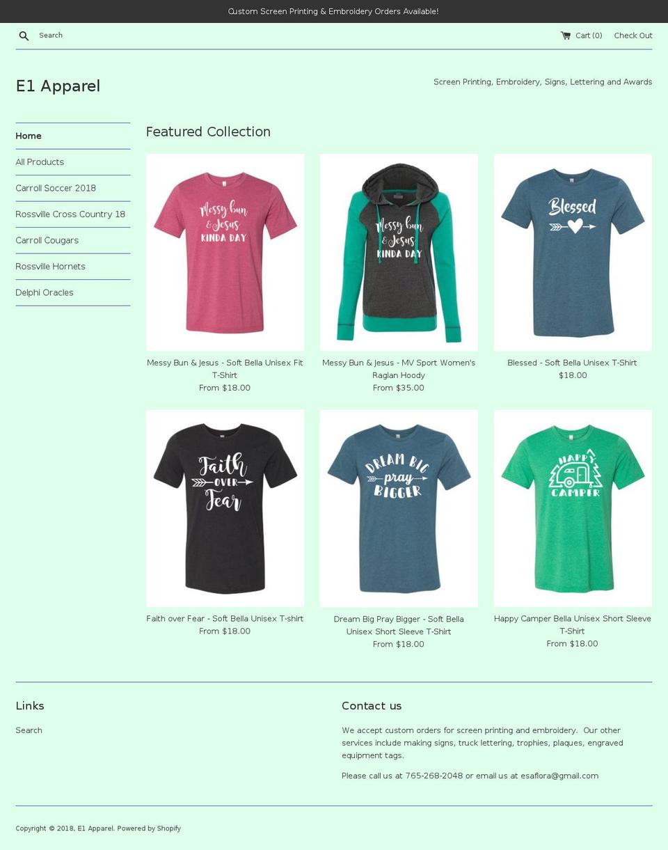 e1apparel.com — Shopify storefront screenshot