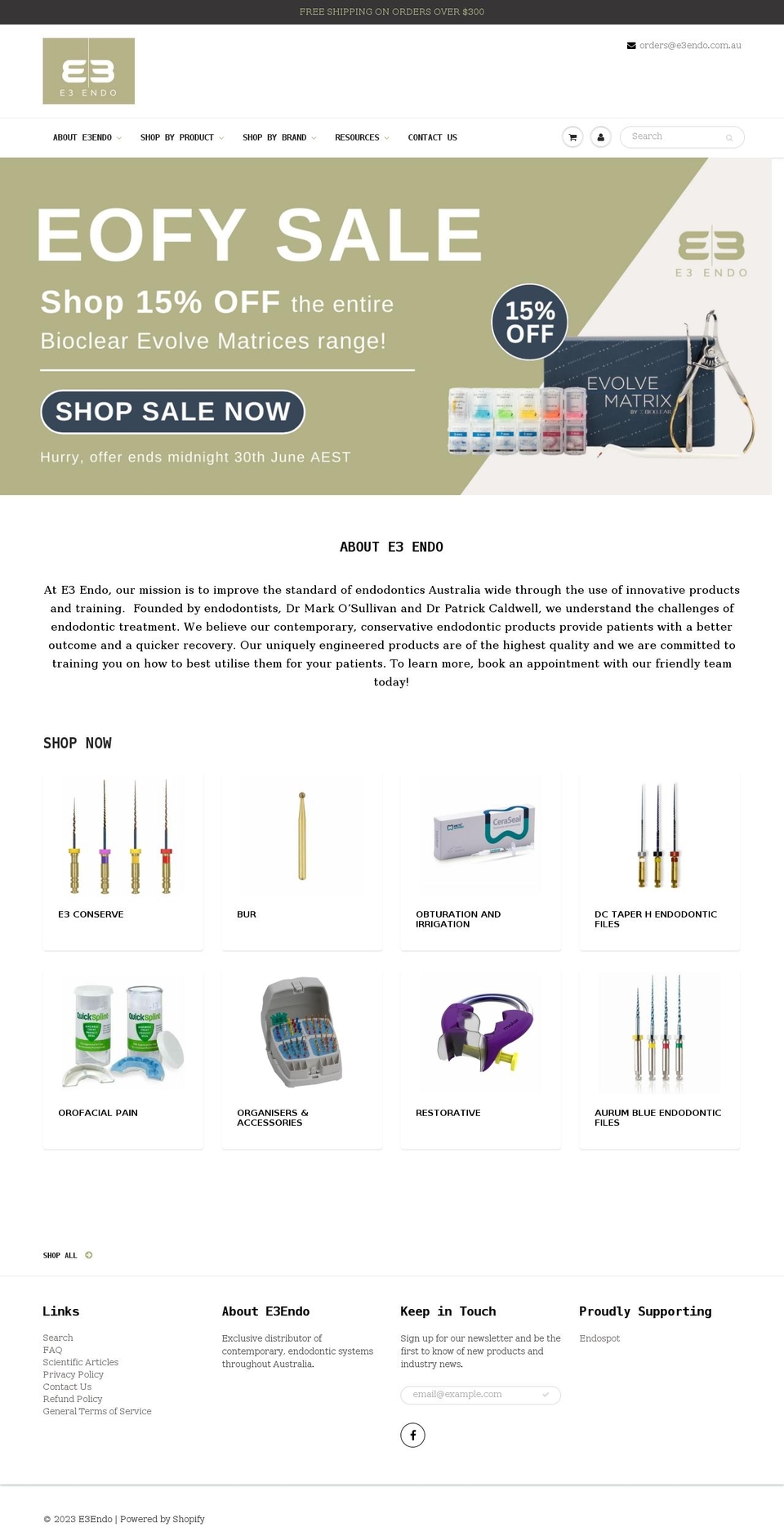 e3endo.com.au shopify website screenshot