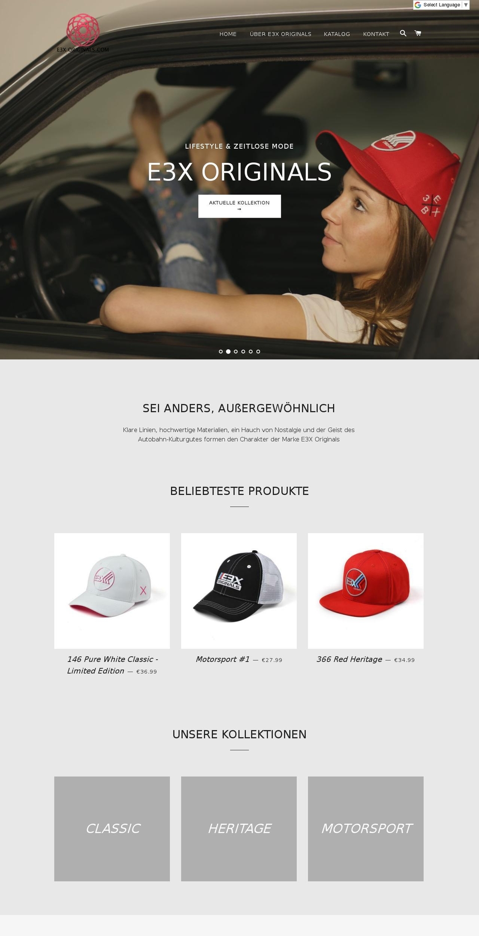 e3xoriginals.com shopify website screenshot