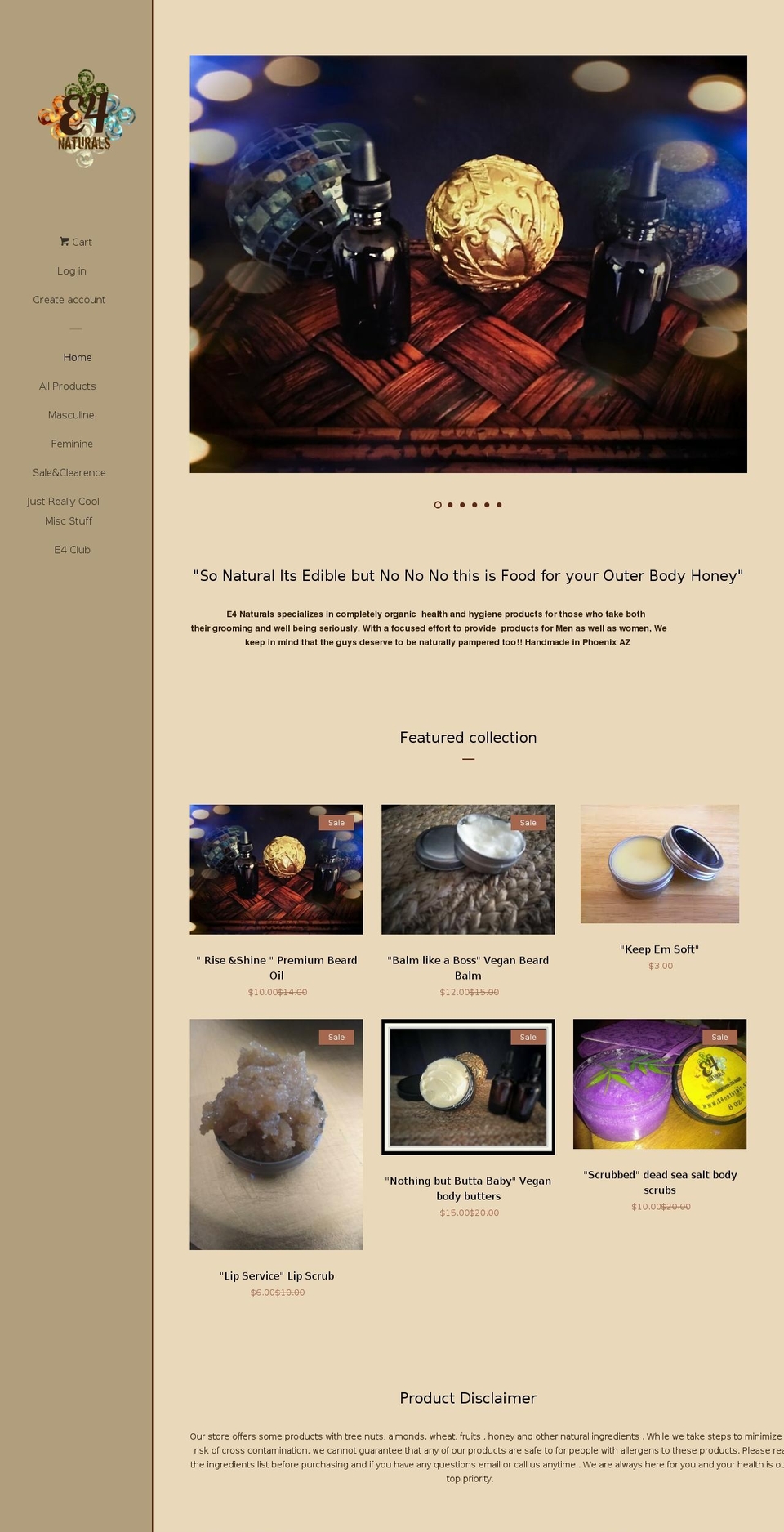 e4naturals.com shopify website screenshot