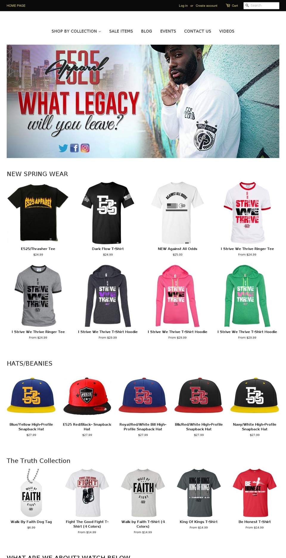 e525apparel.com — Shopify storefront screenshot
